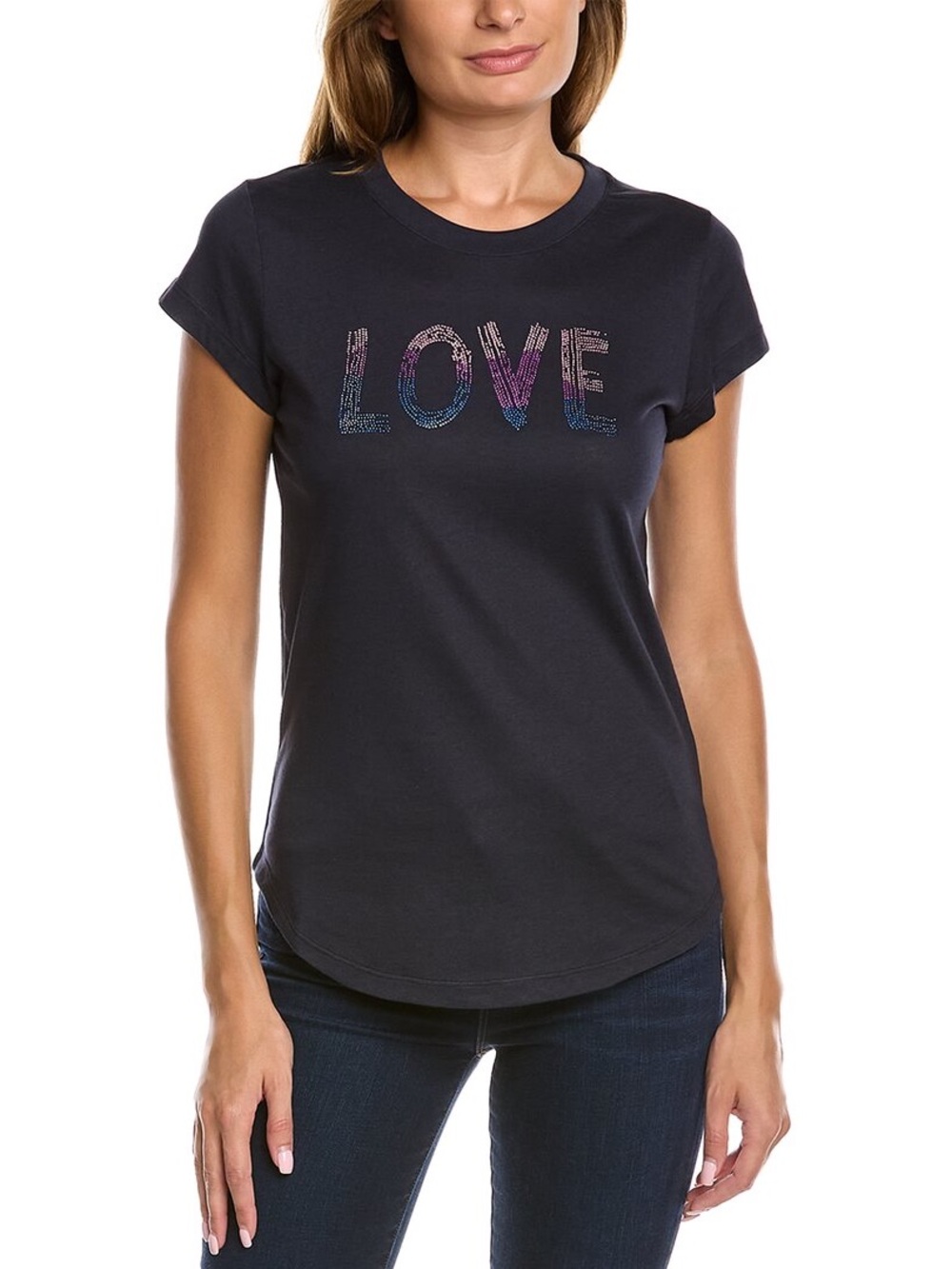 Woop Gradient Love Strass T-shirt In Blue M